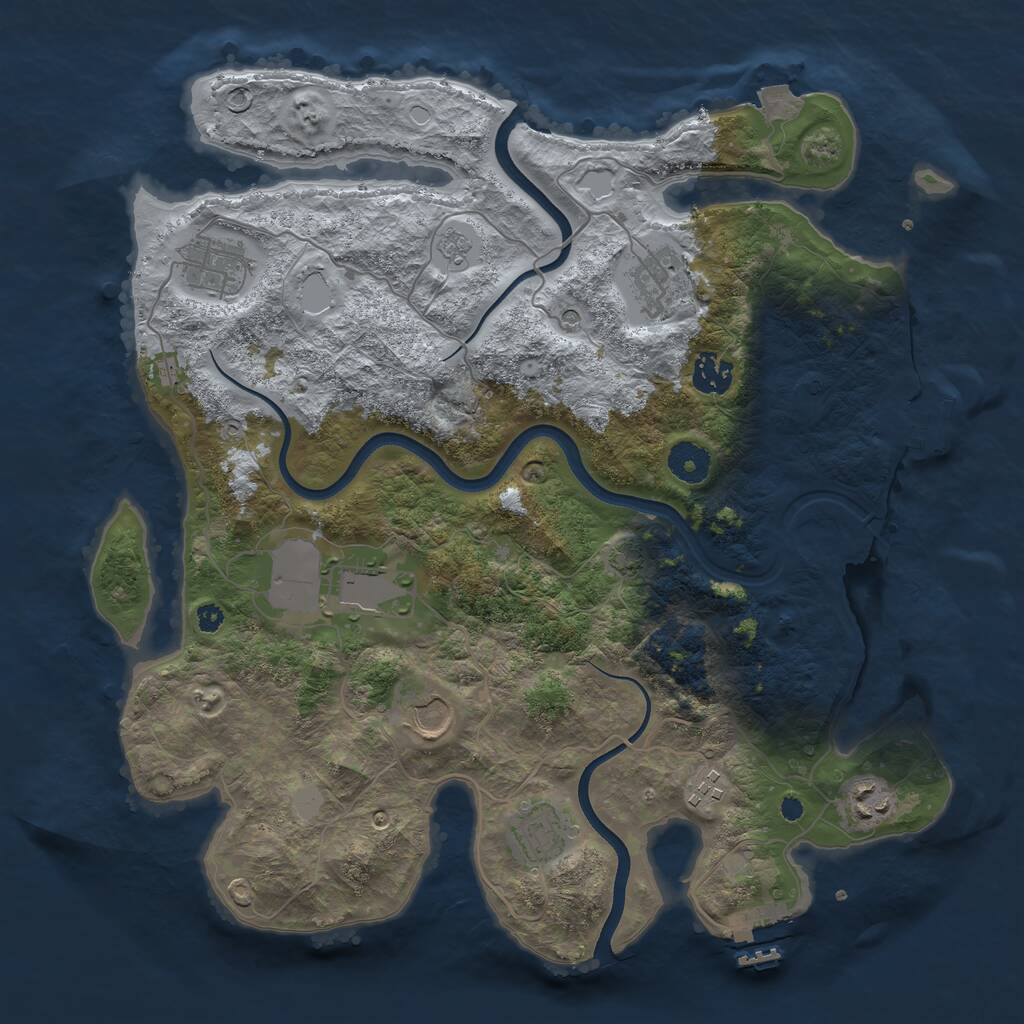Rust Map: Procedural Map, Size: 3700, Seed: 2068417950, 14 Monuments