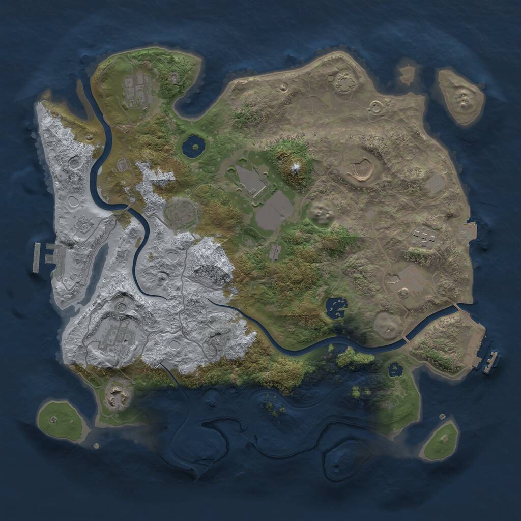 Rust Map: Procedural Map, Size: 3500, Seed: 1864894318, 15 Monuments