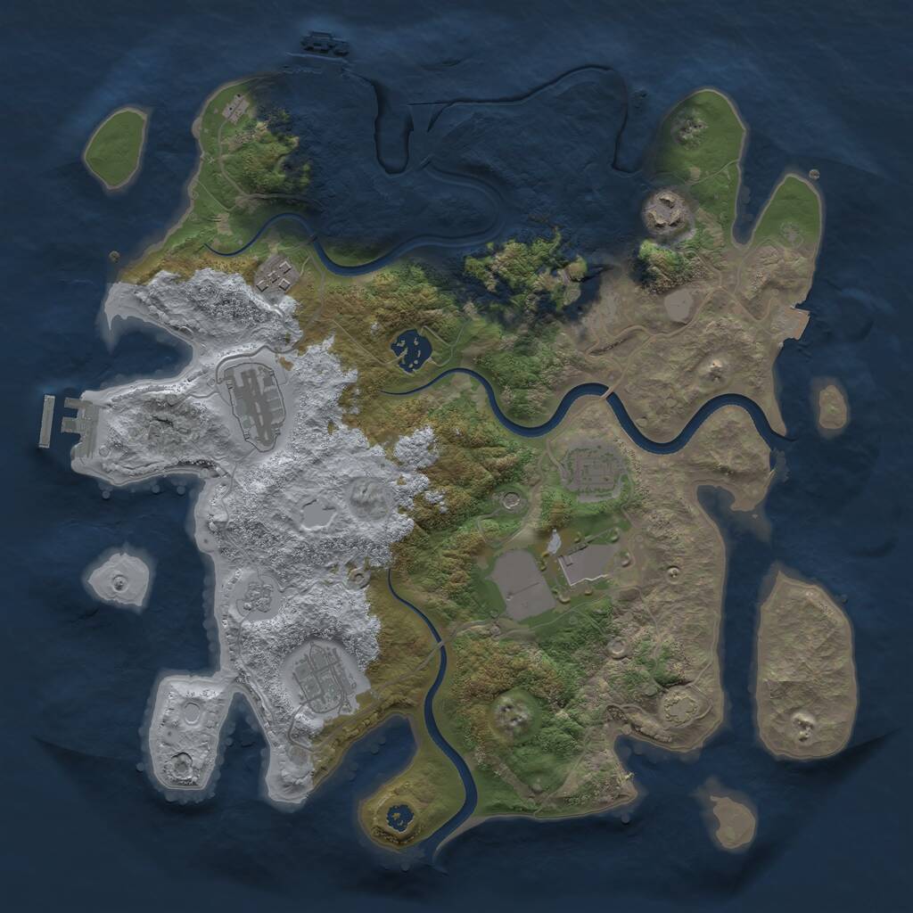 Rust Map: Procedural Map, Size: 3500, Seed: 2114340203, 14 Monuments