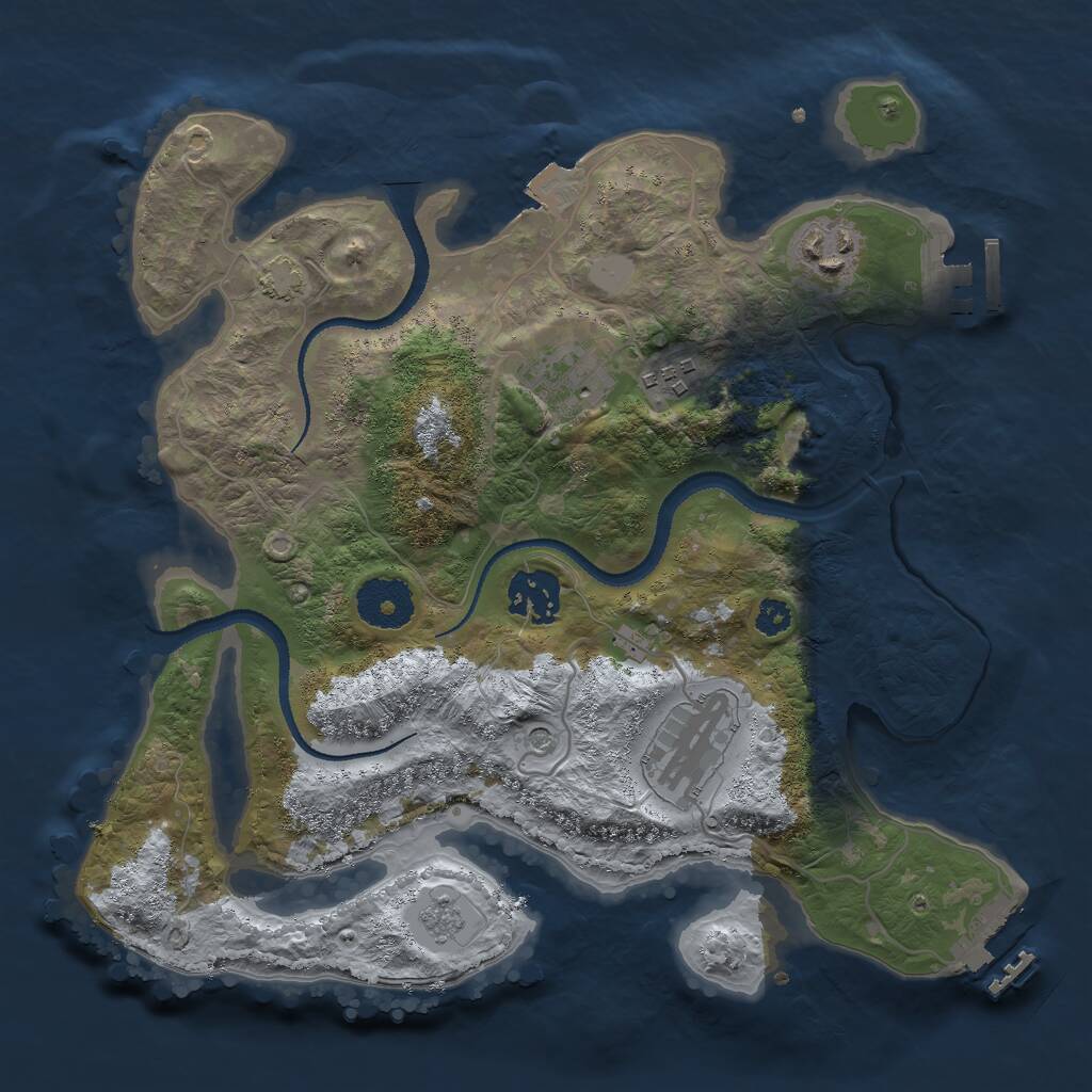 Rust Map: Procedural Map, Size: 3000, Seed: 75851, 11 Monuments