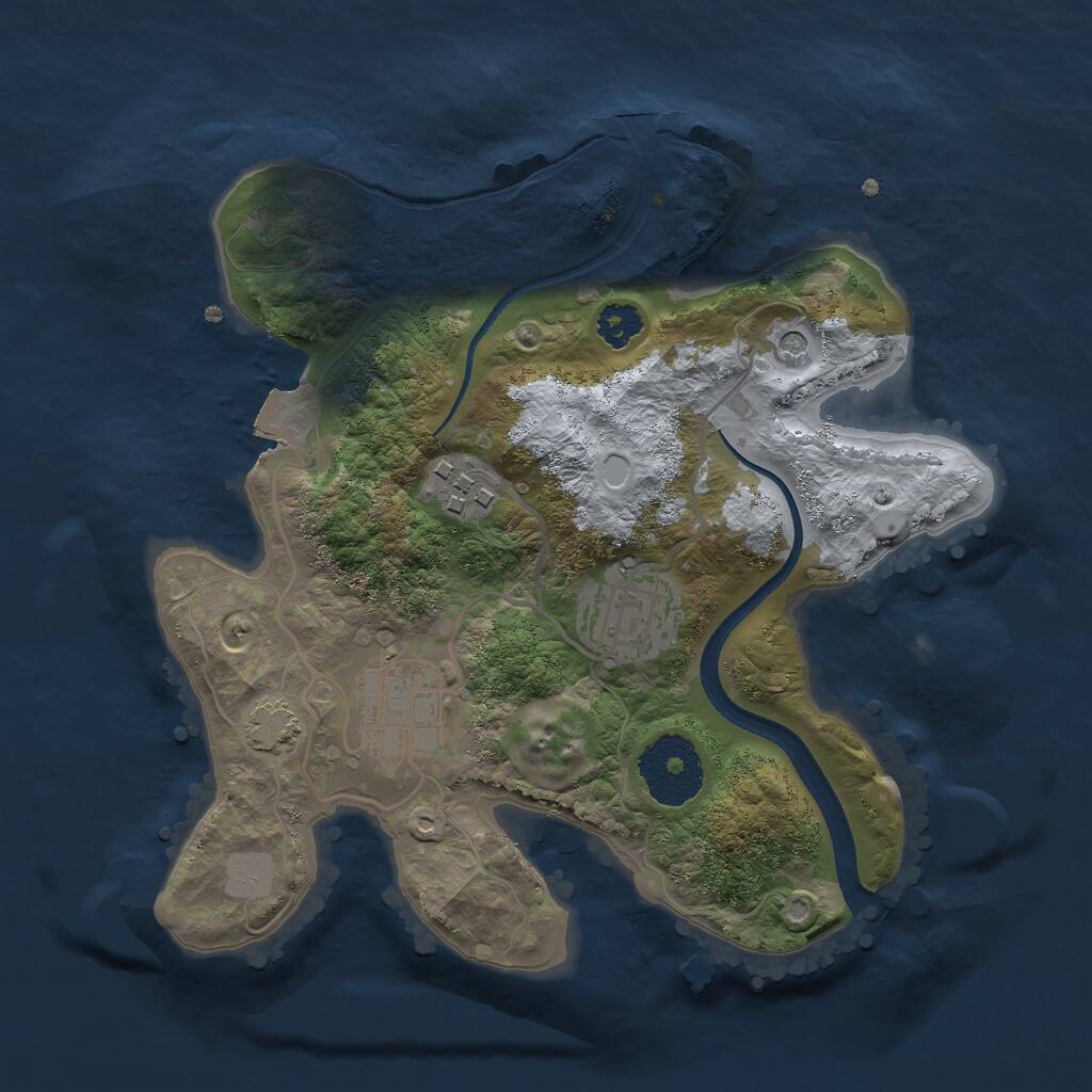 Rust Map: Procedural Map, Size: 2500, Seed: 697798480, 6 Monuments