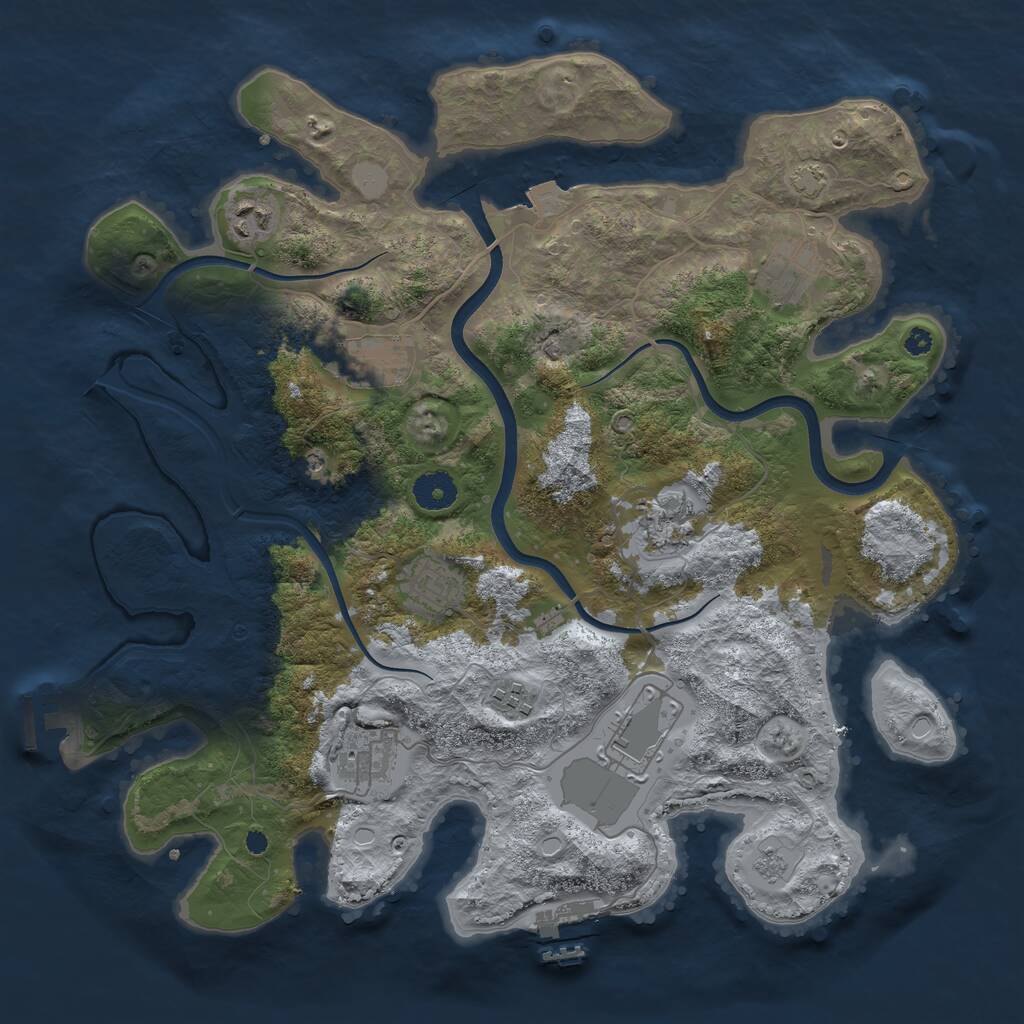 Rust Map: Procedural Map, Size: 3750, Seed: 486122960, 14 Monuments