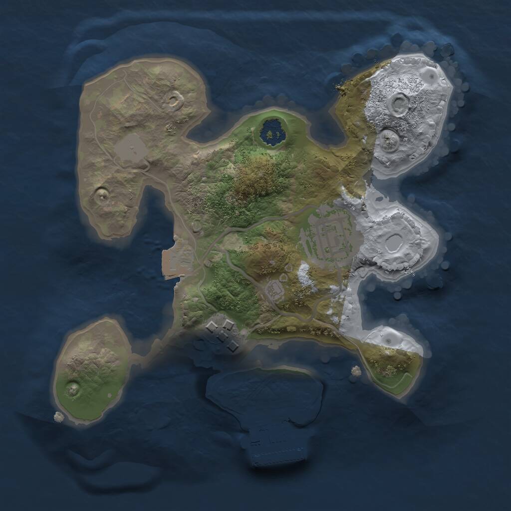 Rust Map: Procedural Map, Size: 2000, Seed: 1409909465, 4 Monuments