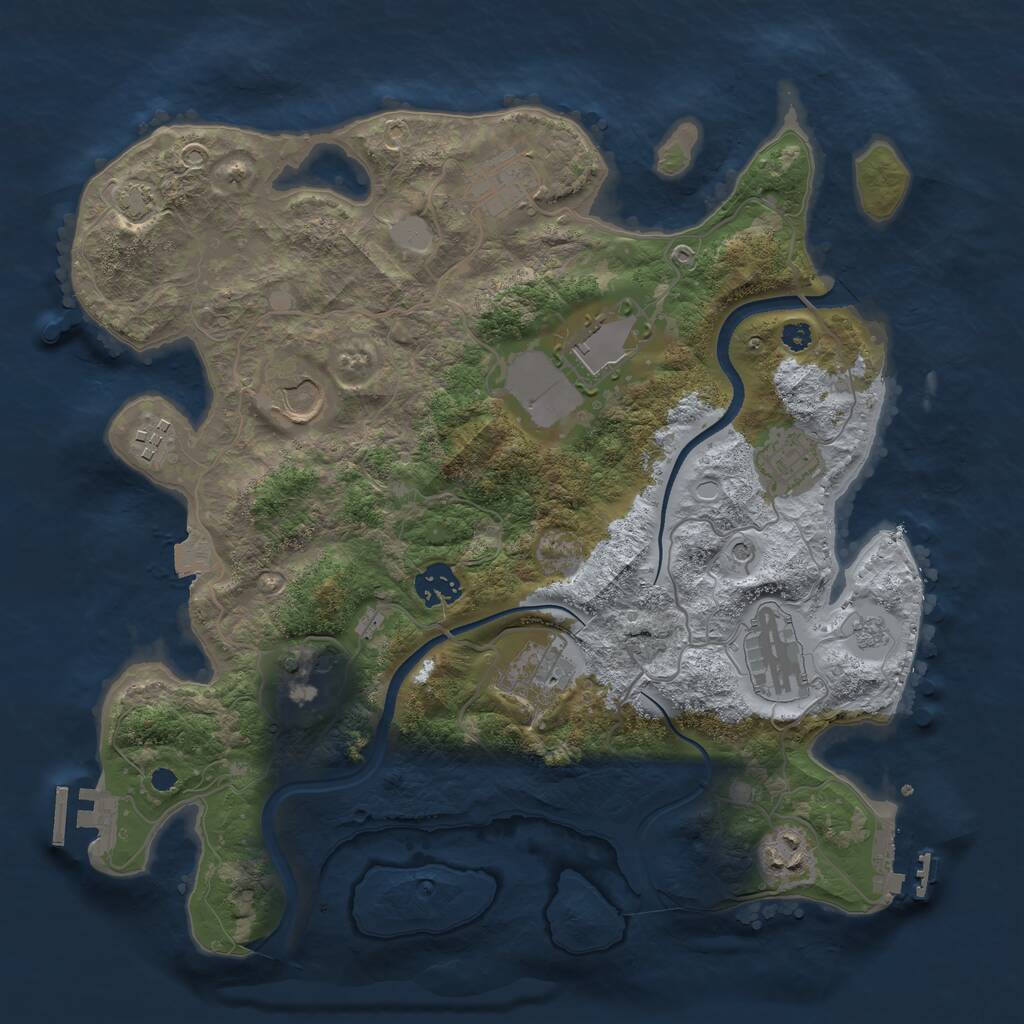 Rust Map: Procedural Map, Size: 3500, Seed: 1407208081, 16 Monuments