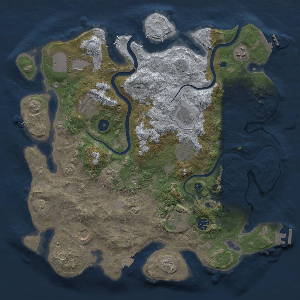 Rust Map: Procedural Map, Size: 3900, Seed: 676767, 16 Monuments