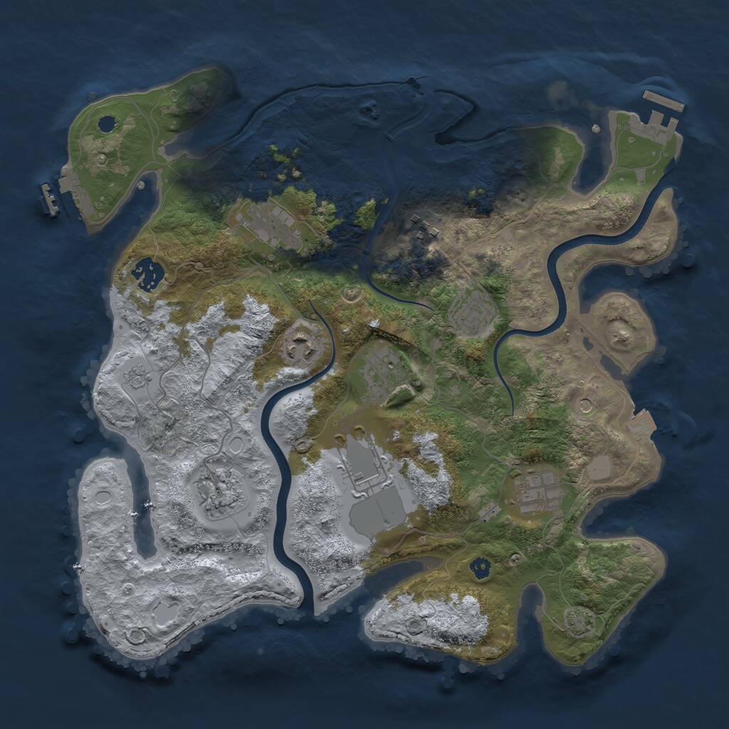 Rust Map: Procedural Map, Size: 3500, Seed: 1237187212, 15 Monuments