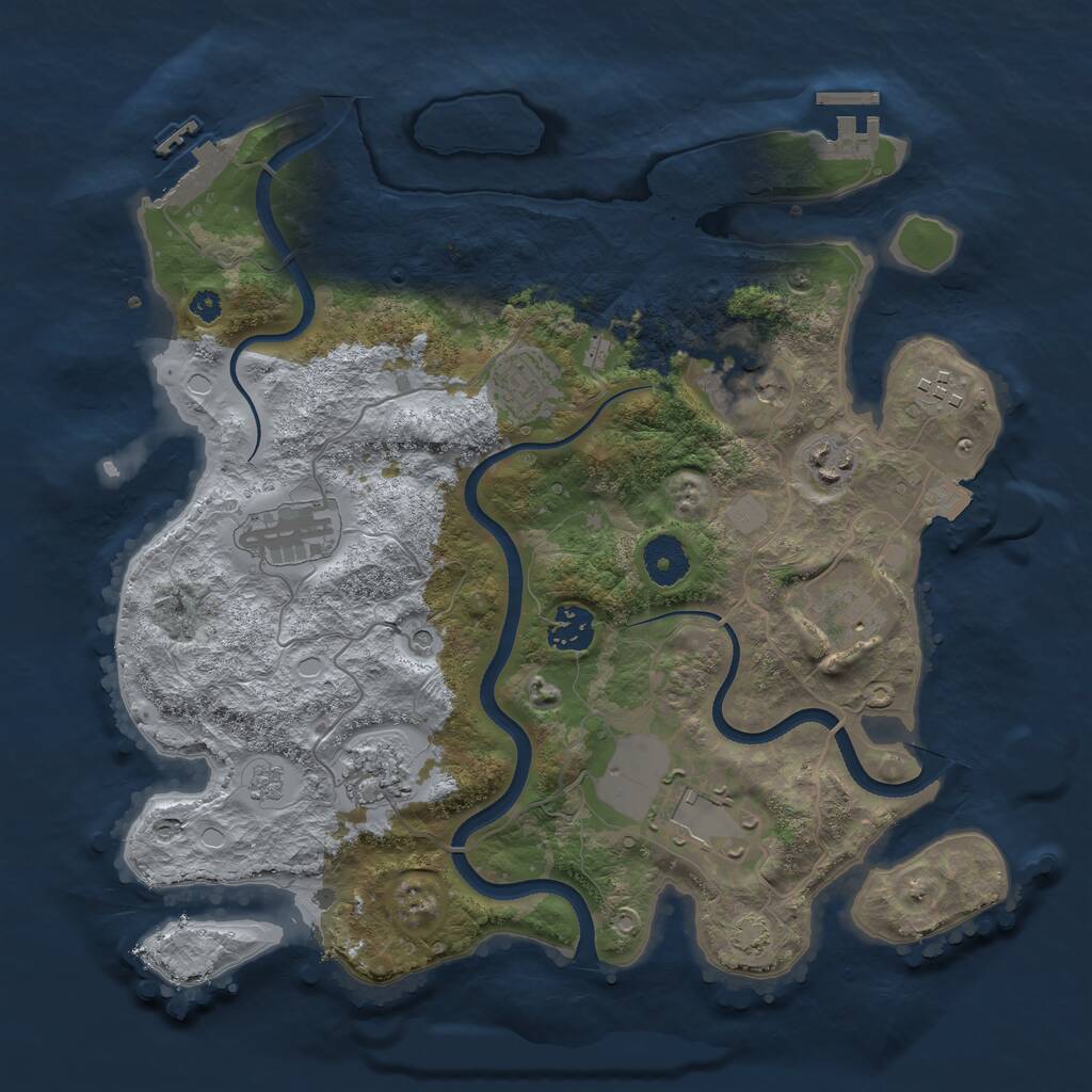 Rust Map: Procedural Map, Size: 3500, Seed: 2075813820, 15 Monuments