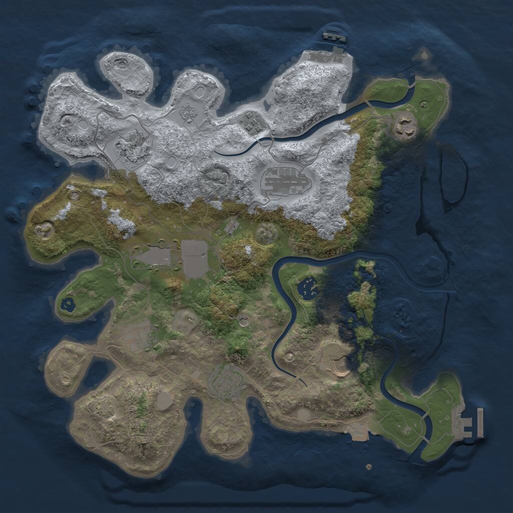 Rust Map: Procedural Map, Size: 3500, Seed: 2144547556, 15 Monuments