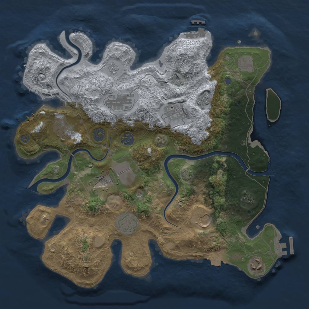 Rust Map: Procedural Map, Size: 3500, Seed: 2144547556, 15 Monuments