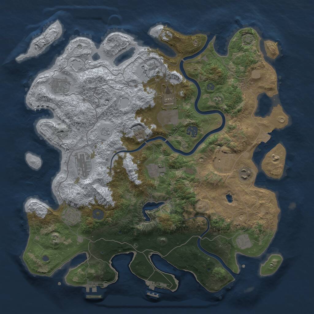 Rust Map: Procedural Map, Size: 4000, Seed: 4800000, 16 Monuments