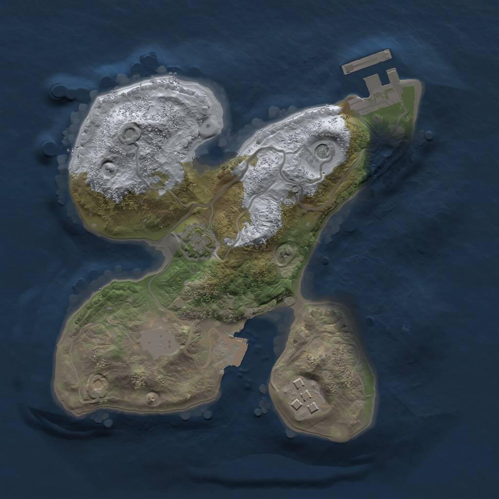Rust Map: Procedural Map, Size: 2000, Seed: 1406414349, 5 Monuments