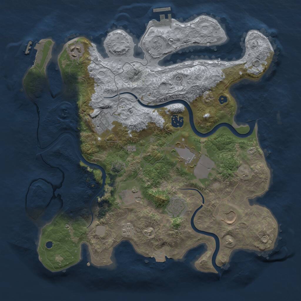 Rust Map: Procedural Map, Size: 3500, Seed: 418818690, 14 Monuments