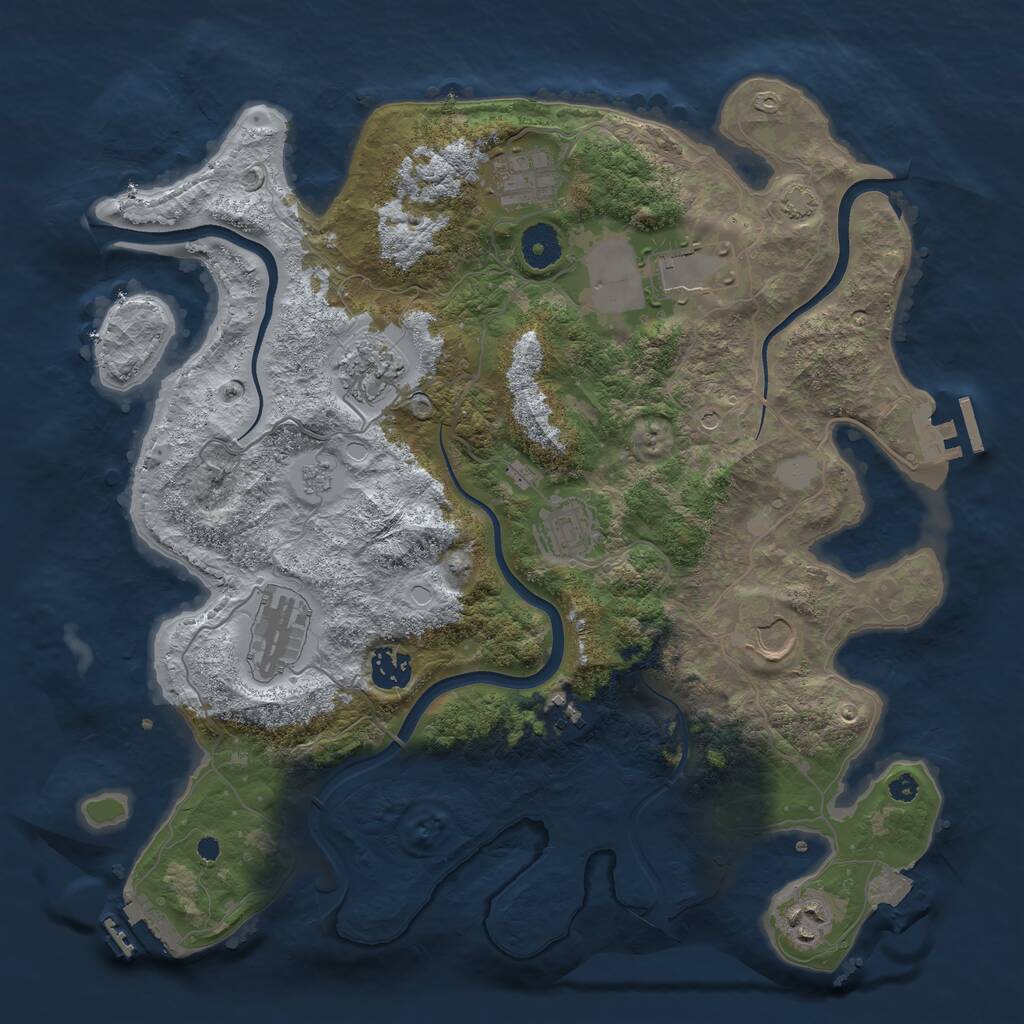 Rust Map: Procedural Map, Size: 3655, Seed: 785632186, 15 Monuments