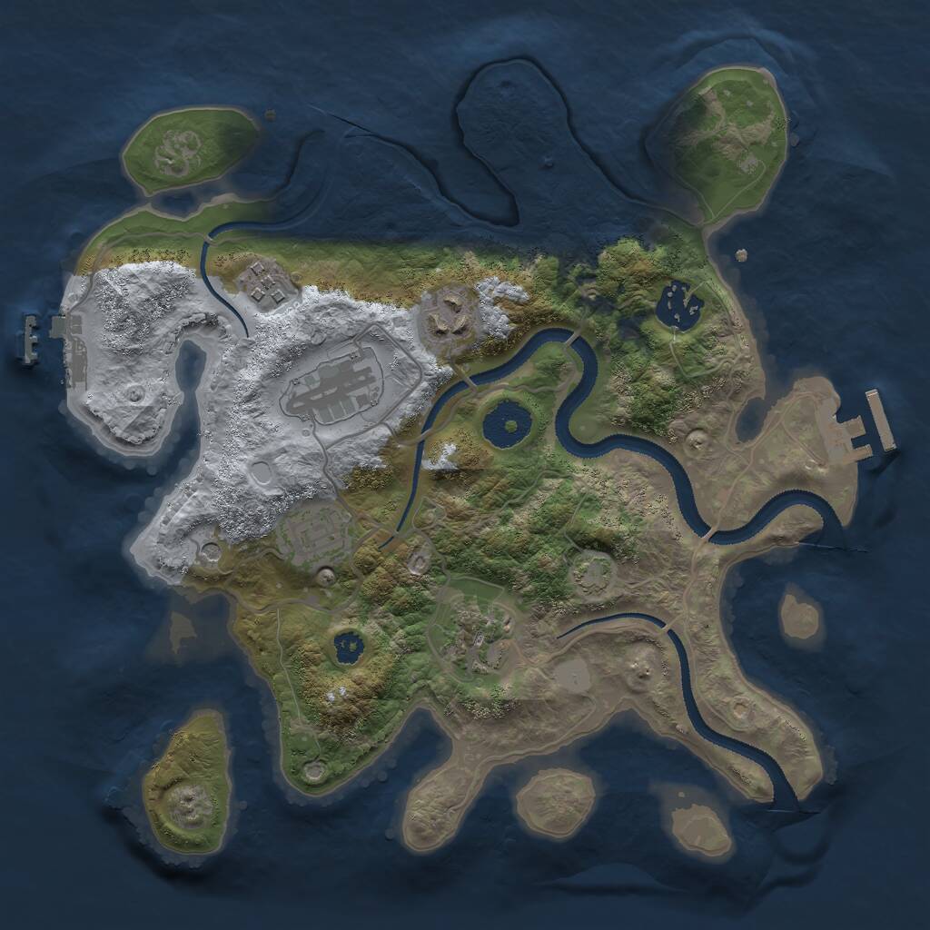 Rust Map: Procedural Map, Size: 3000, Seed: 17042026, 11 Monuments