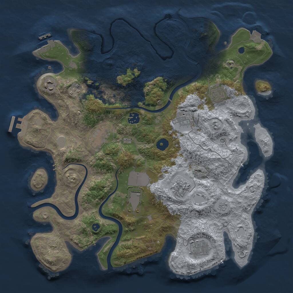 Rust Map: Procedural Map, Size: 3700, Seed: 20815978, 15 Monuments