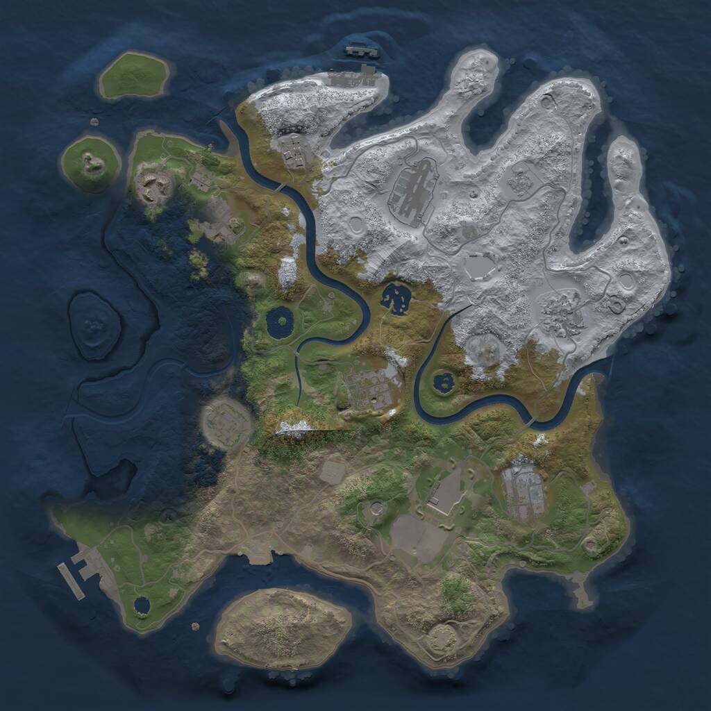 Rust Map: Procedural Map, Size: 3500, Seed: 1523685332, 16 Monuments