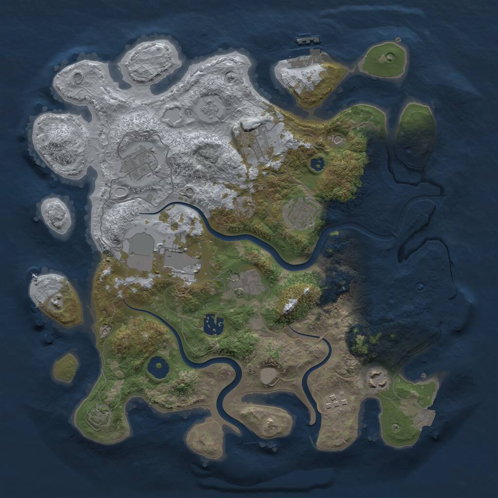 Rust Map: Procedural Map, Size: 3500, Seed: 672853241, 14 Monuments