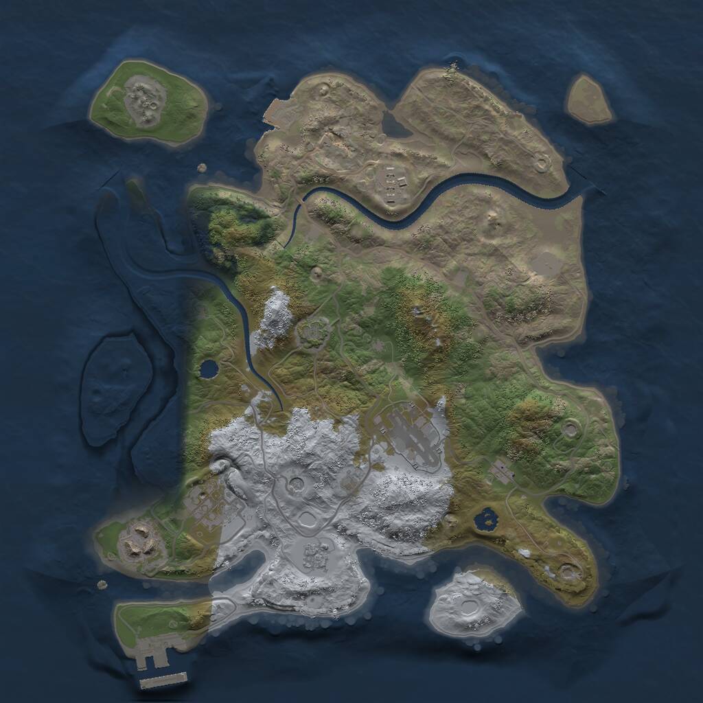 Rust Map: Procedural Map, Size: 3000, Seed: 2086563982, 9 Monuments