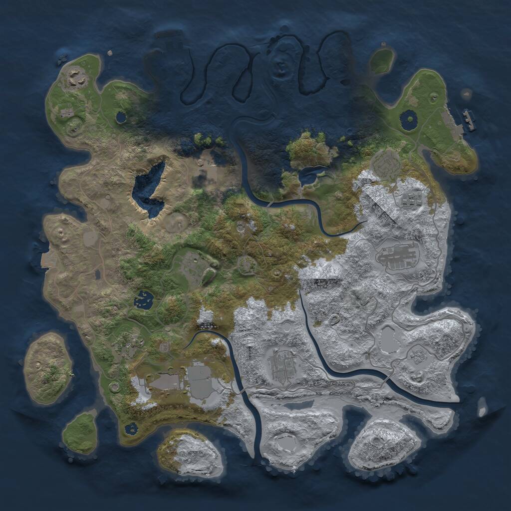 Rust Map: Procedural Map, Size: 4000, Seed: 42002468, 16 Monuments