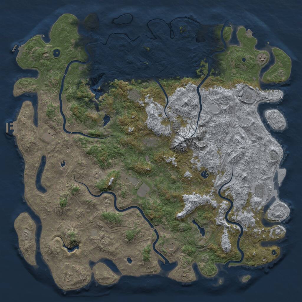 Rust Map: Procedural Map, Size: 6000, Seed: 870208193, 17 Monuments