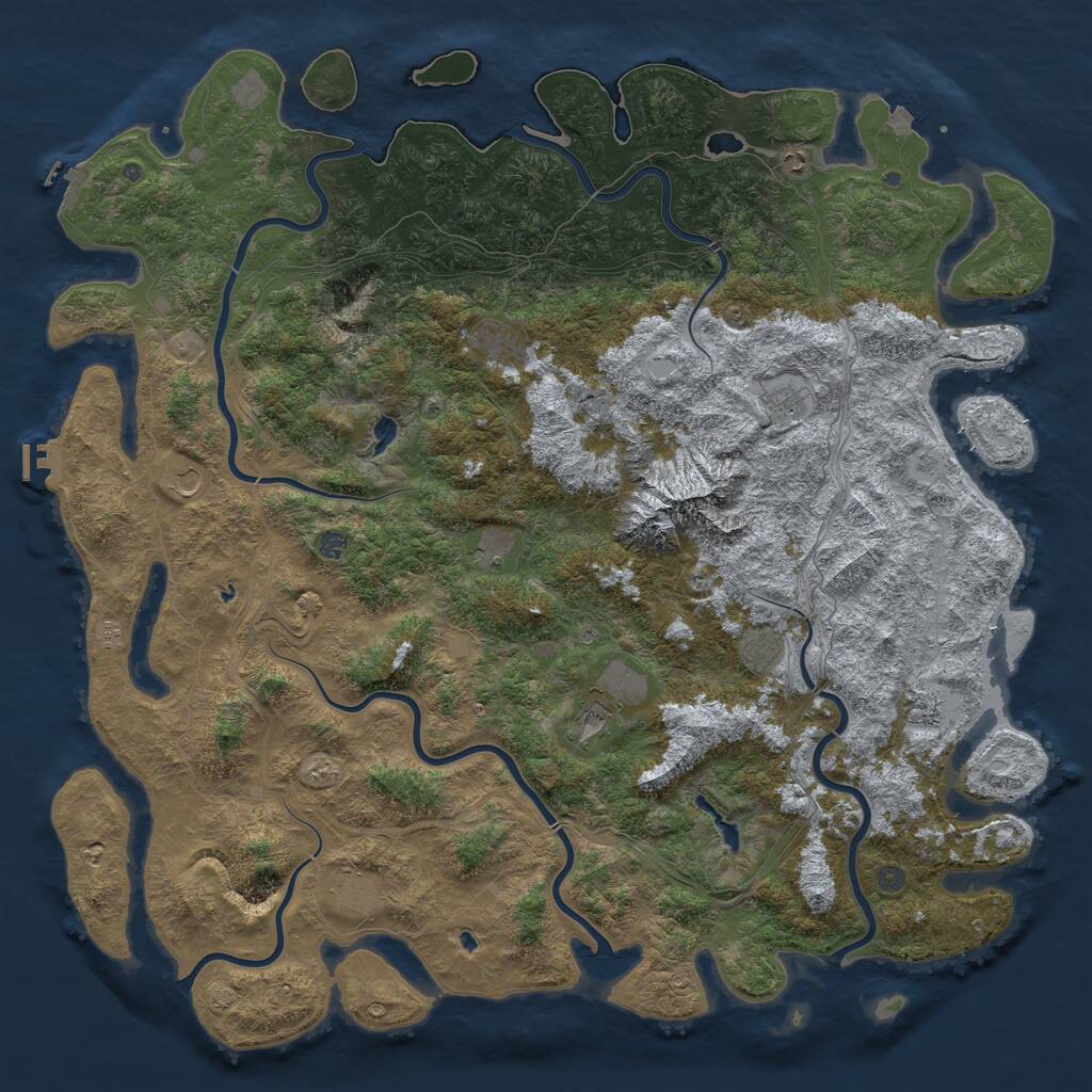 Rust Map: Procedural Map, Size: 6000, Seed: 870208193, 17 Monuments