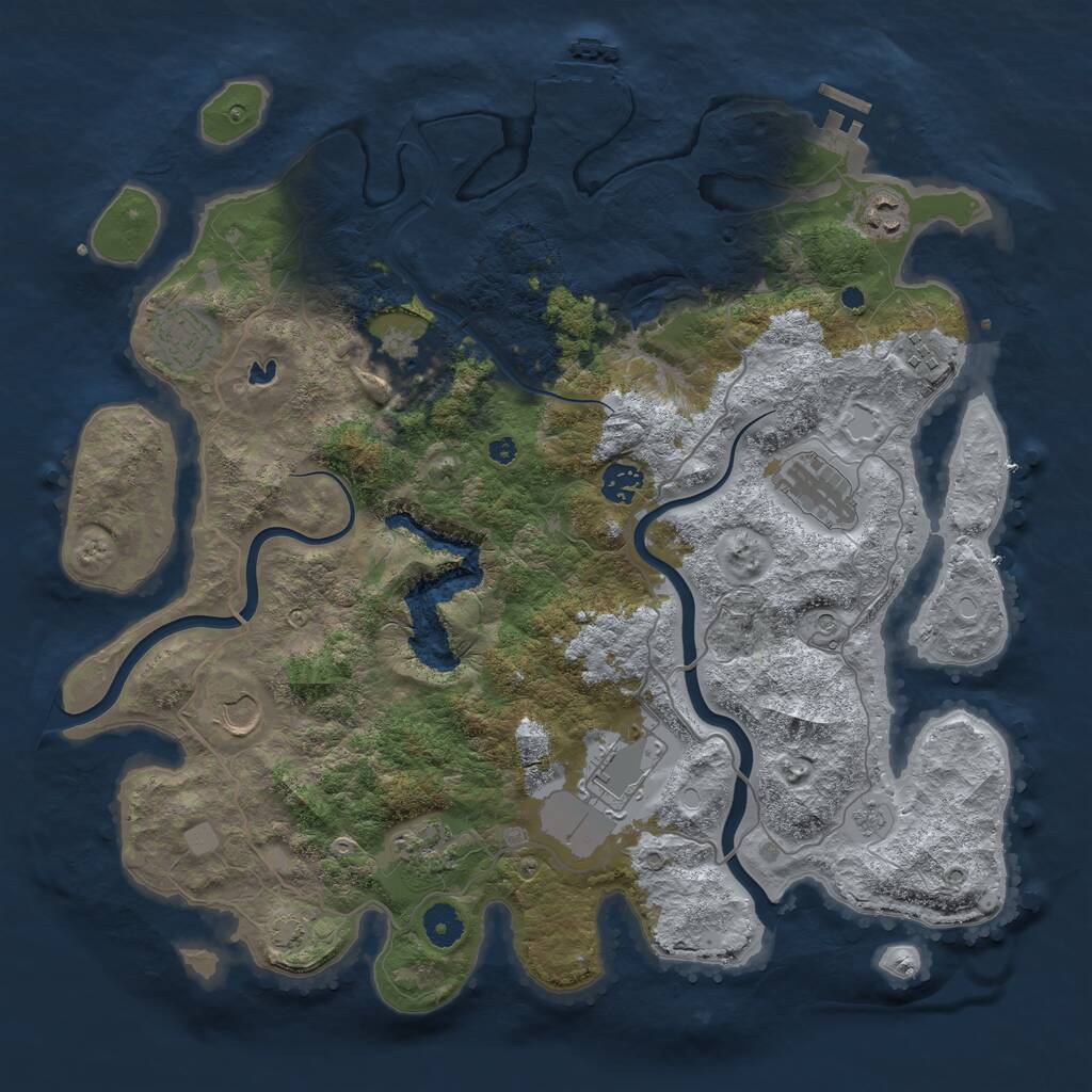 Rust Map: Procedural Map, Size: 4000, Seed: 123458, 15 Monuments