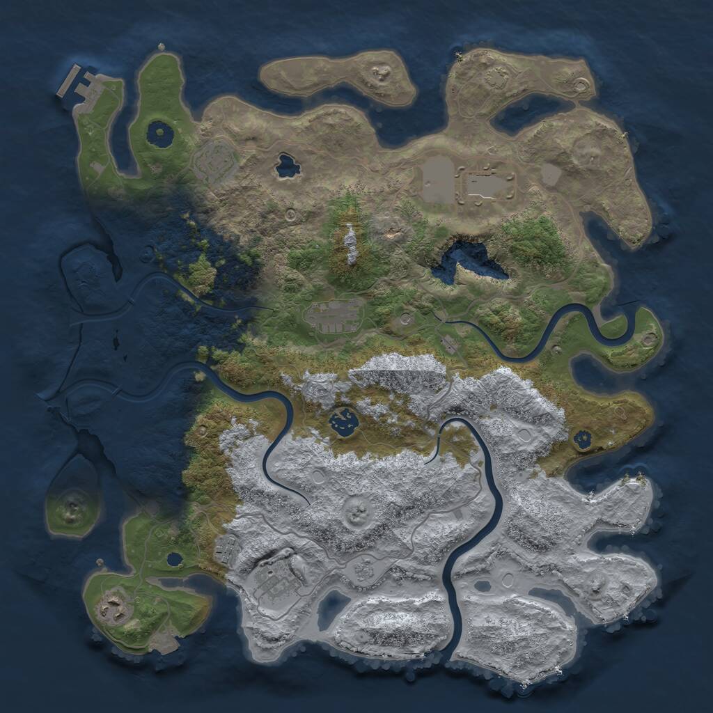 Rust Map: Procedural Map, Size: 4000, Seed: 853359762, 12 Monuments