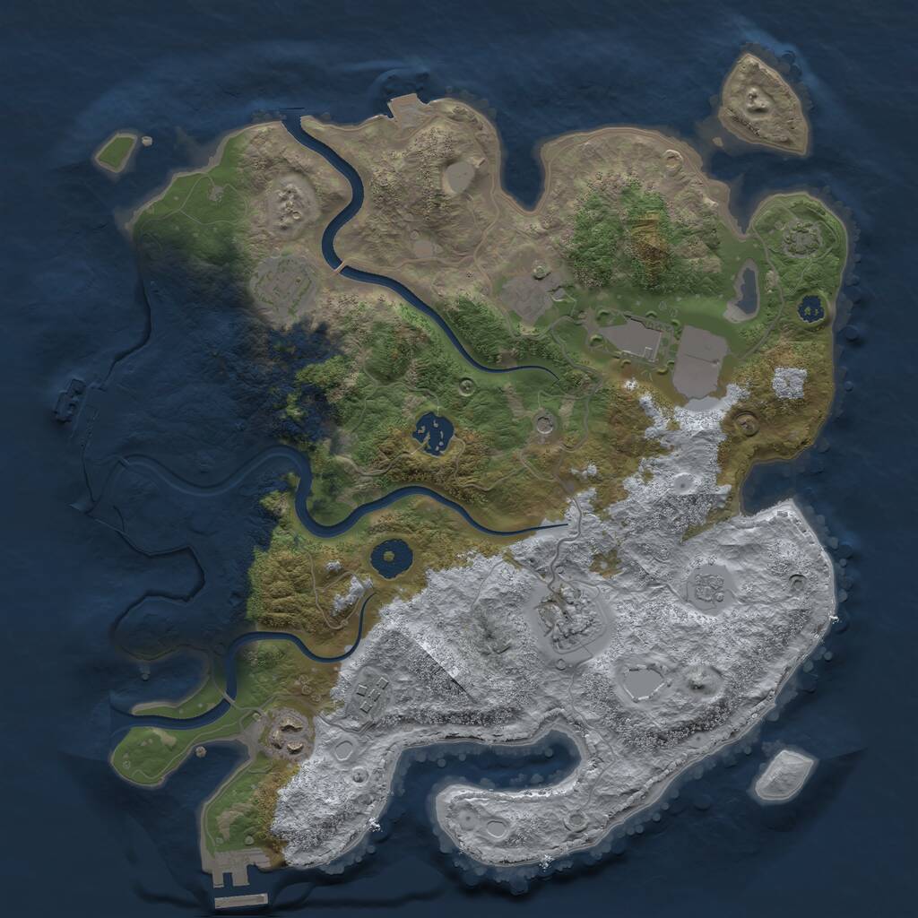 Rust Map: Procedural Map, Size: 3500, Seed: 610607521, 13 Monuments