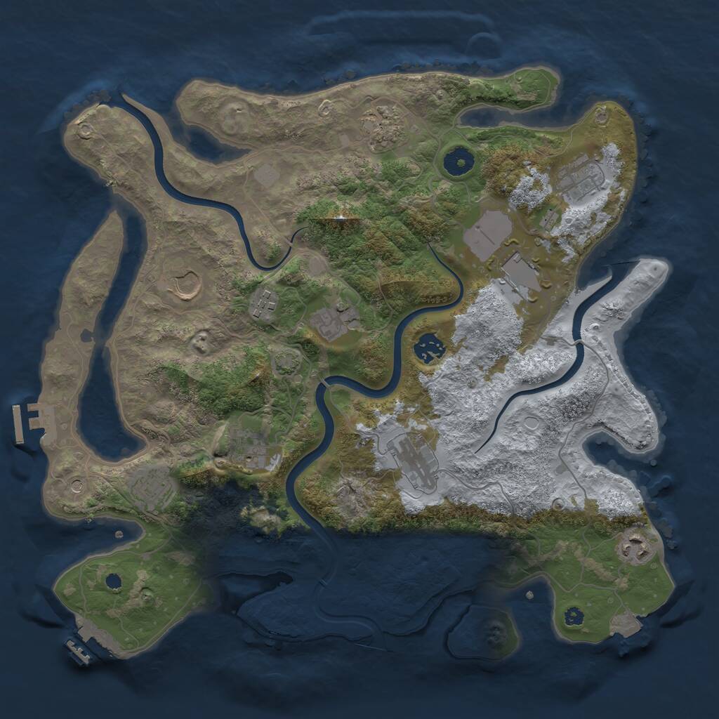 Rust Map: Procedural Map, Size: 3750, Seed: 218067866, 16 Monuments