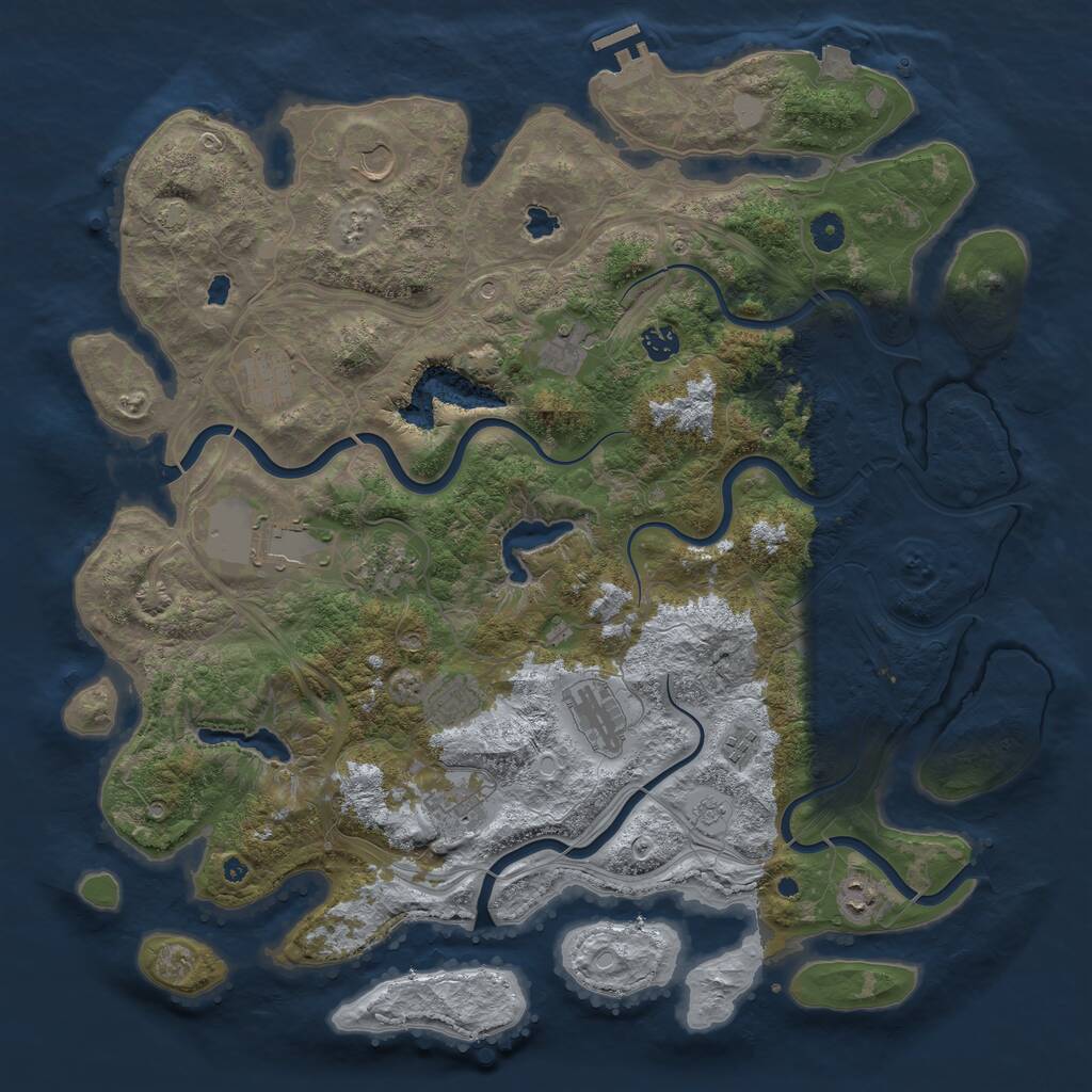 Rust Map: Procedural Map, Size: 4500, Seed: 364476559, 16 Monuments