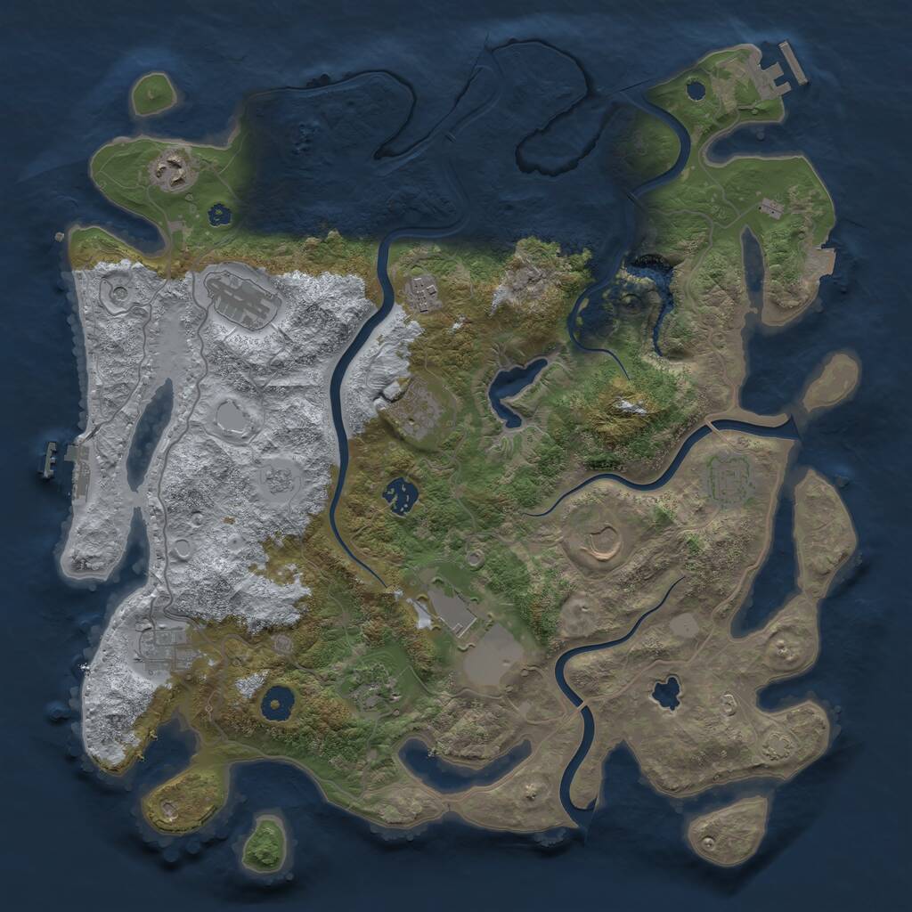 Rust Map: Procedural Map, Size: 4000, Seed: 1701962028, 16 Monuments