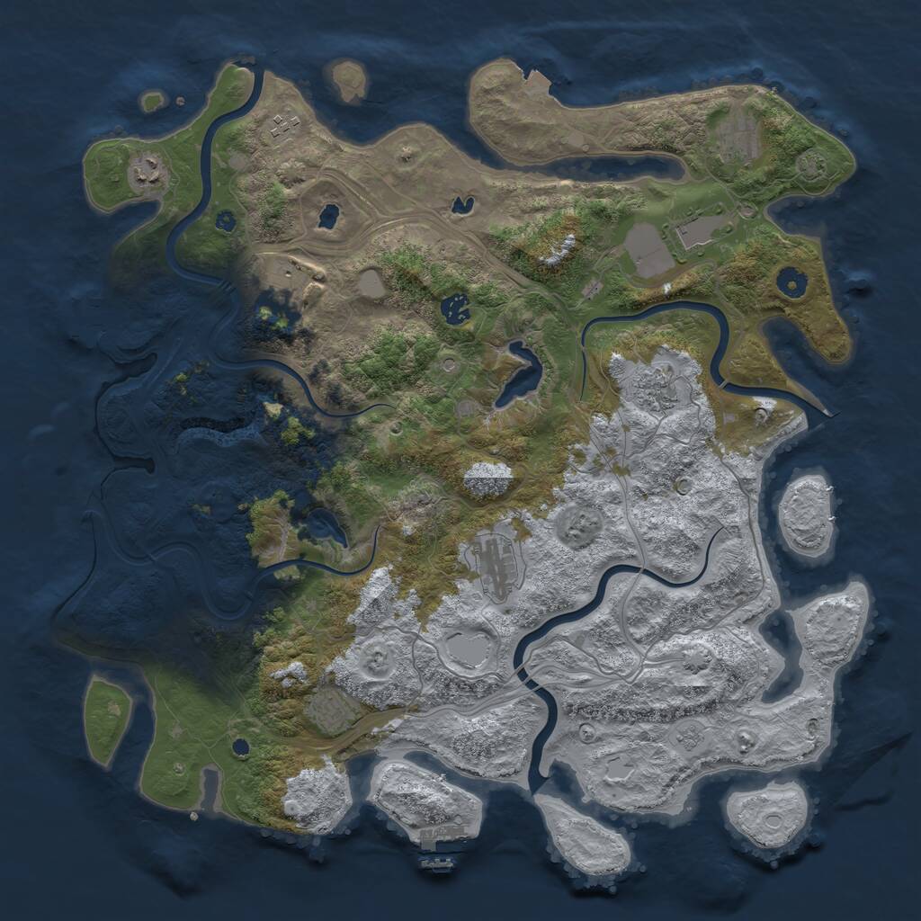 Rust Map: Procedural Map, Size: 4500, Seed: 46777850, 15 Monuments