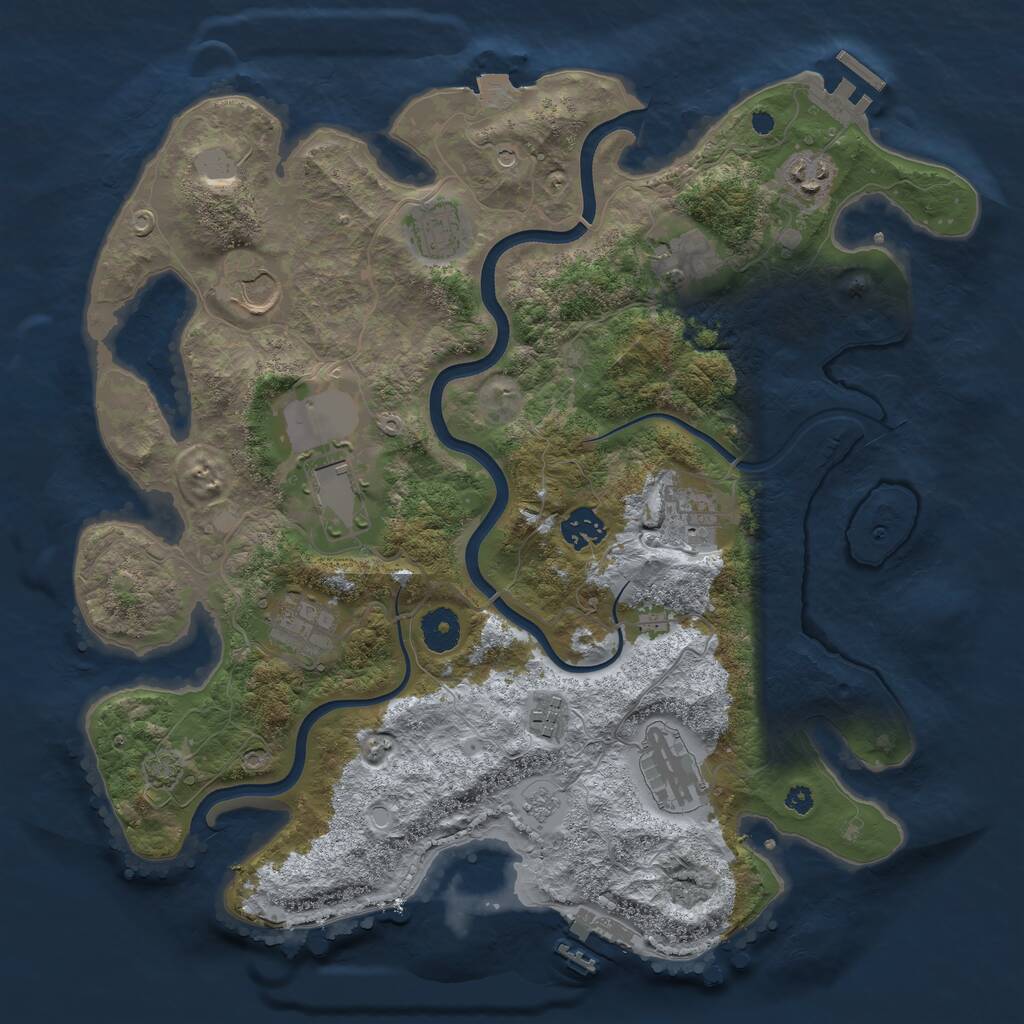 Rust Map: Procedural Map, Size: 3700, Seed: 386354683, 16 Monuments