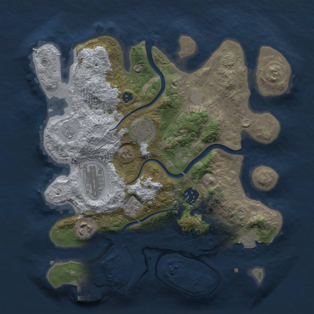 Rust Map: Procedural Map, Size: 3000, Seed: 145003, 10 Monuments