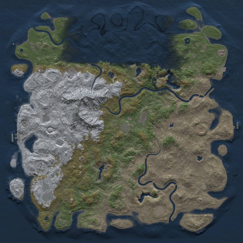 Rust Map: Procedural Map, Size: 6000, Seed: 1152913333, 17 Monuments