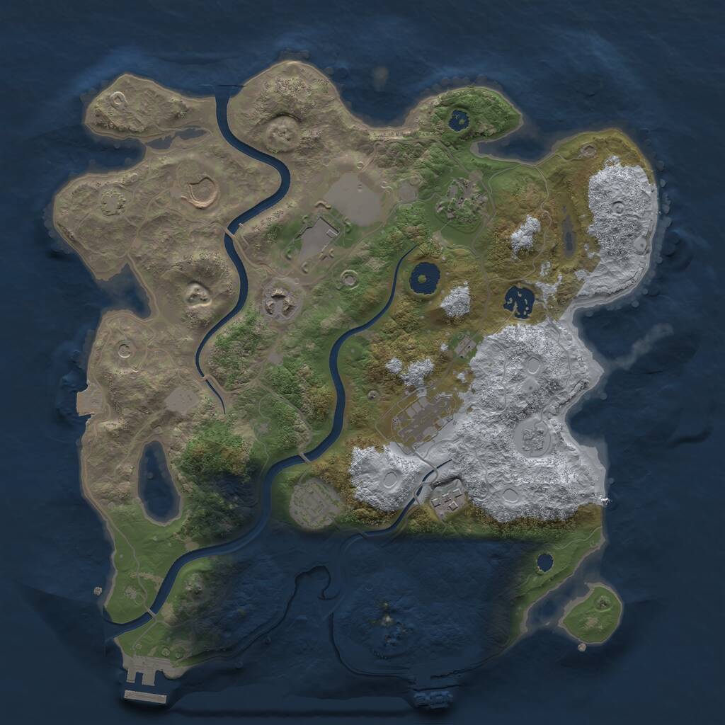 Rust Map: Procedural Map, Size: 3500, Seed: 194495393, 14 Monuments