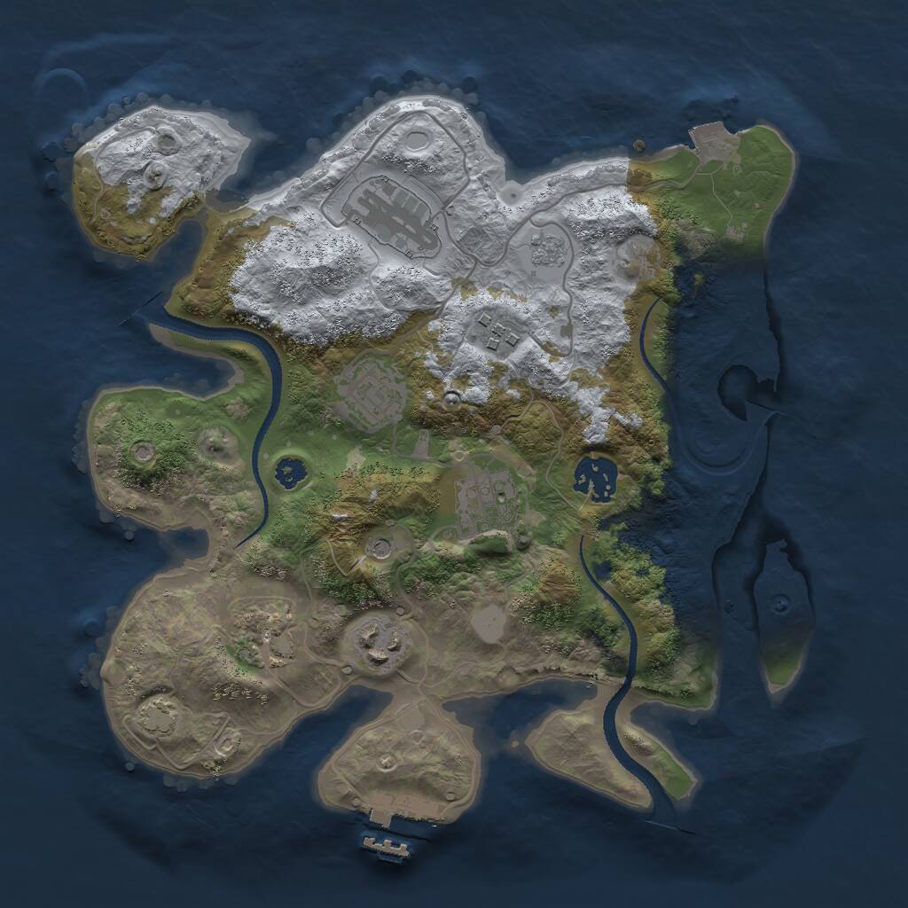 Rust Map: Procedural Map, Size: 3000, Seed: 1991, 12 Monuments