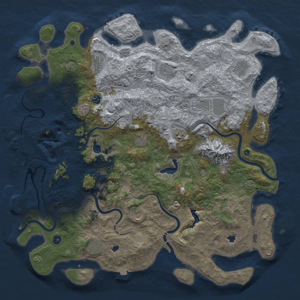 Rust Map: Procedural Map, Size: 5000, Seed: 608138805, 17 Monuments