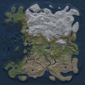 Thumbnail Rust Map: Procedural Map, Size: 5000, Seed: 608138805, 17 Monuments