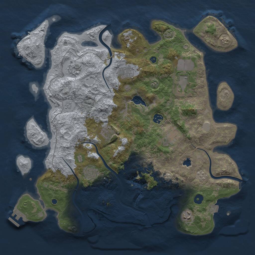 Rust Map: Procedural Map, Size: 4000, Seed: 638041035, 14 Monuments