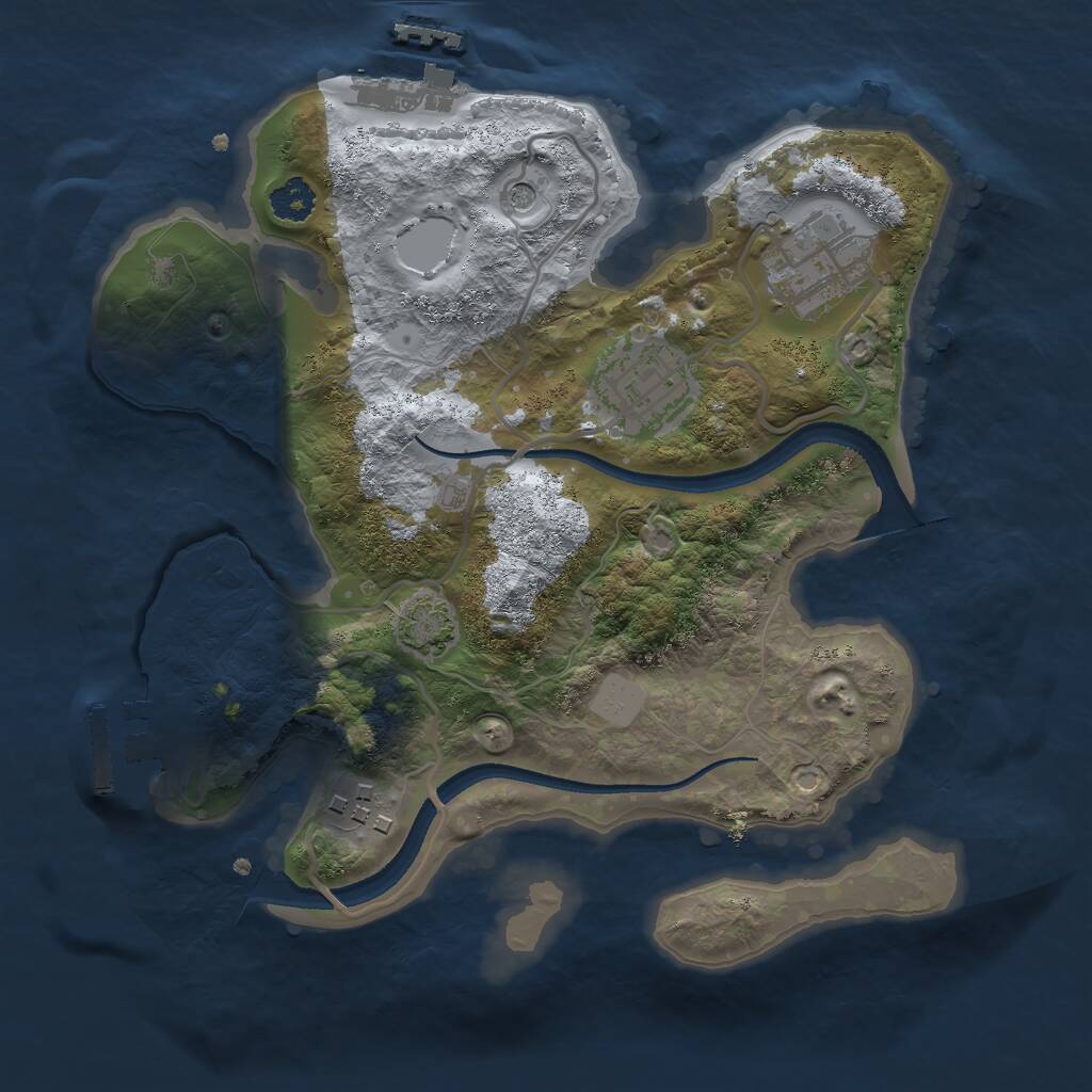 Rust Map: Procedural Map, Size: 2500, Seed: 1688098476, 8 Monuments
