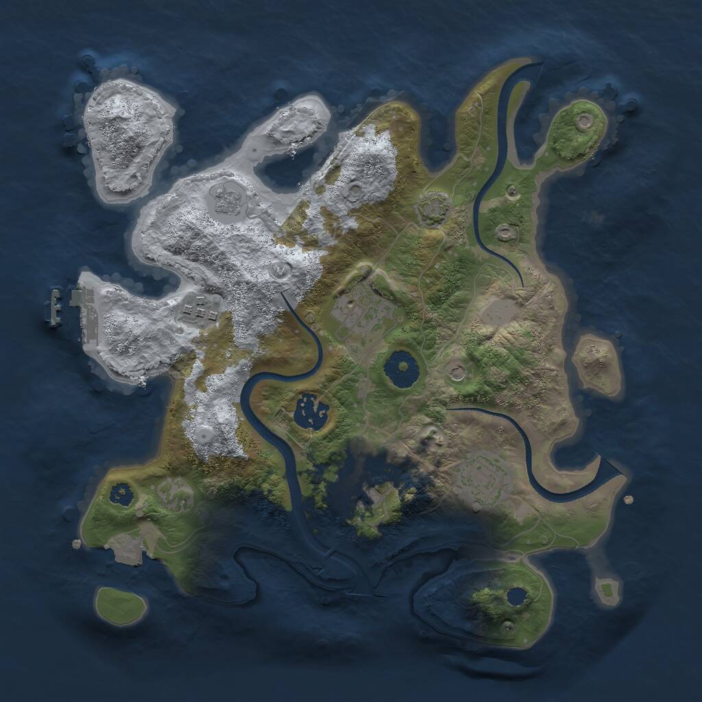 Rust Map: Procedural Map, Size: 3000, Seed: 1087212383, 10 Monuments