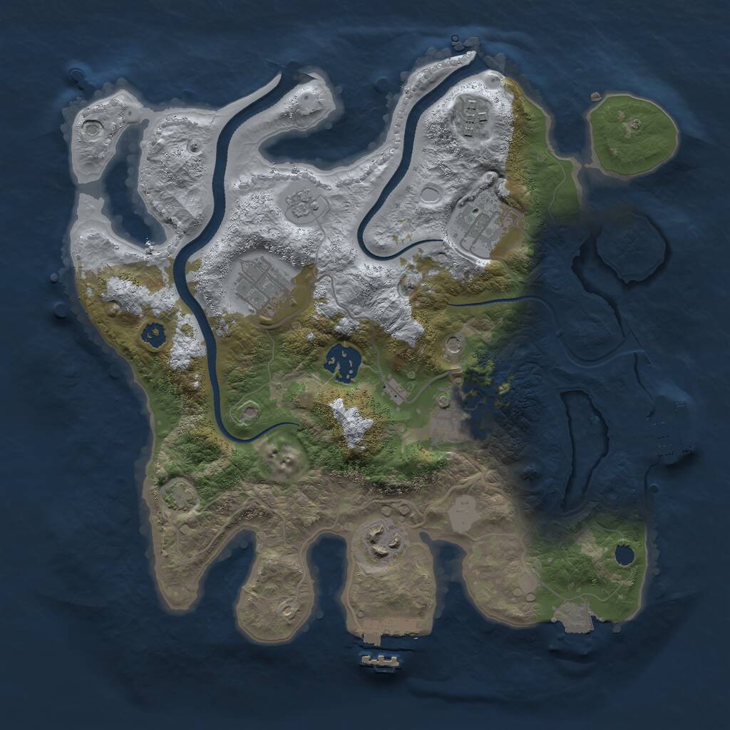 Rust Map: Procedural Map, Size: 3000, Seed: 1039000754, 12 Monuments