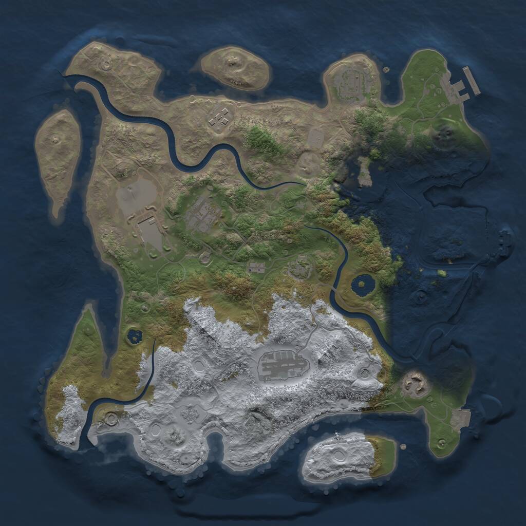 Rust Map: Procedural Map, Size: 3500, Seed: 2138257875, 13 Monuments