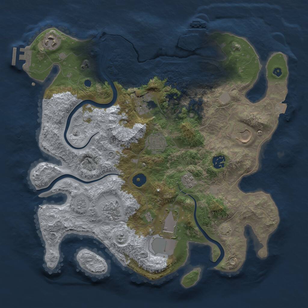 Rust Map: Procedural Map, Size: 3500, Seed: 1609729961, 14 Monuments