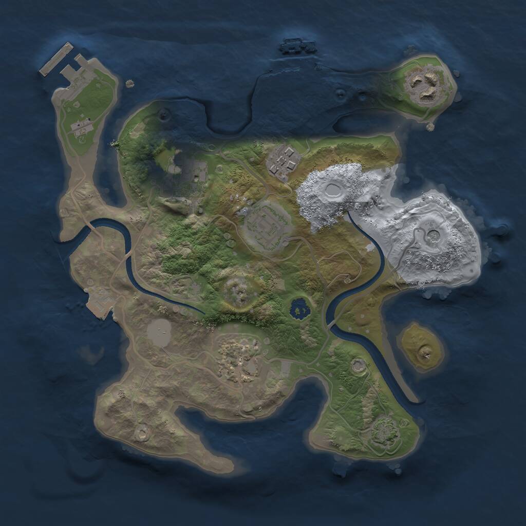 Rust Map: Procedural Map, Size: 2550, Seed: 2030470401, 10 Monuments