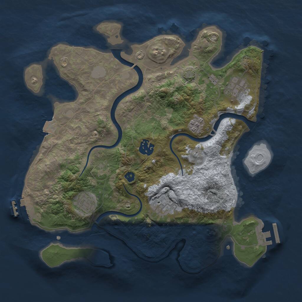 Rust Map: Procedural Map, Size: 3000, Seed: 91294361, 9 Monuments