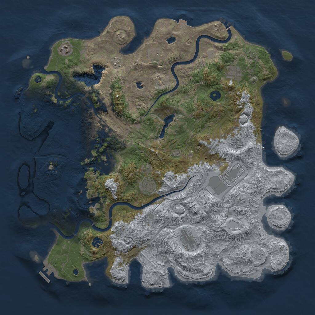 Rust Map: Procedural Map, Size: 4500, Seed: 1254458812, 16 Monuments