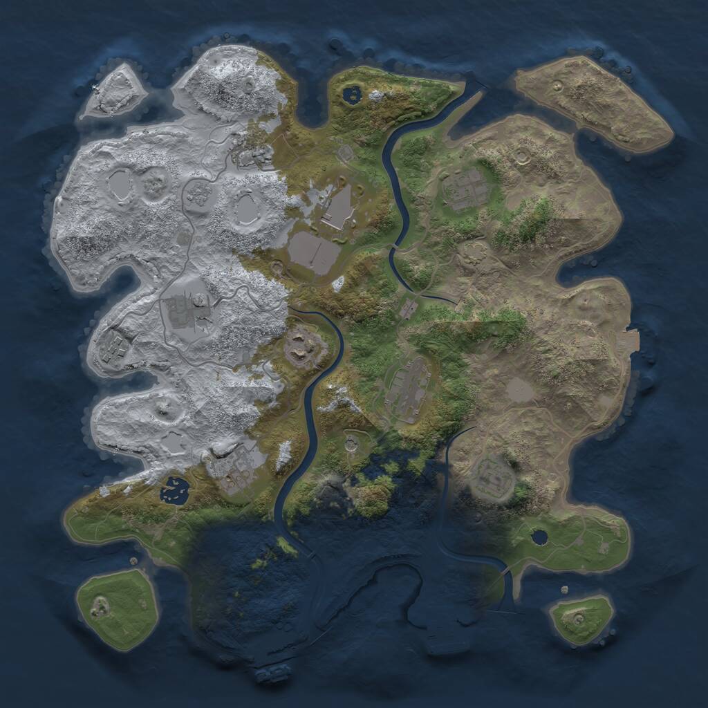 Rust Map: Procedural Map, Size: 3700, Seed: 393296857, 16 Monuments