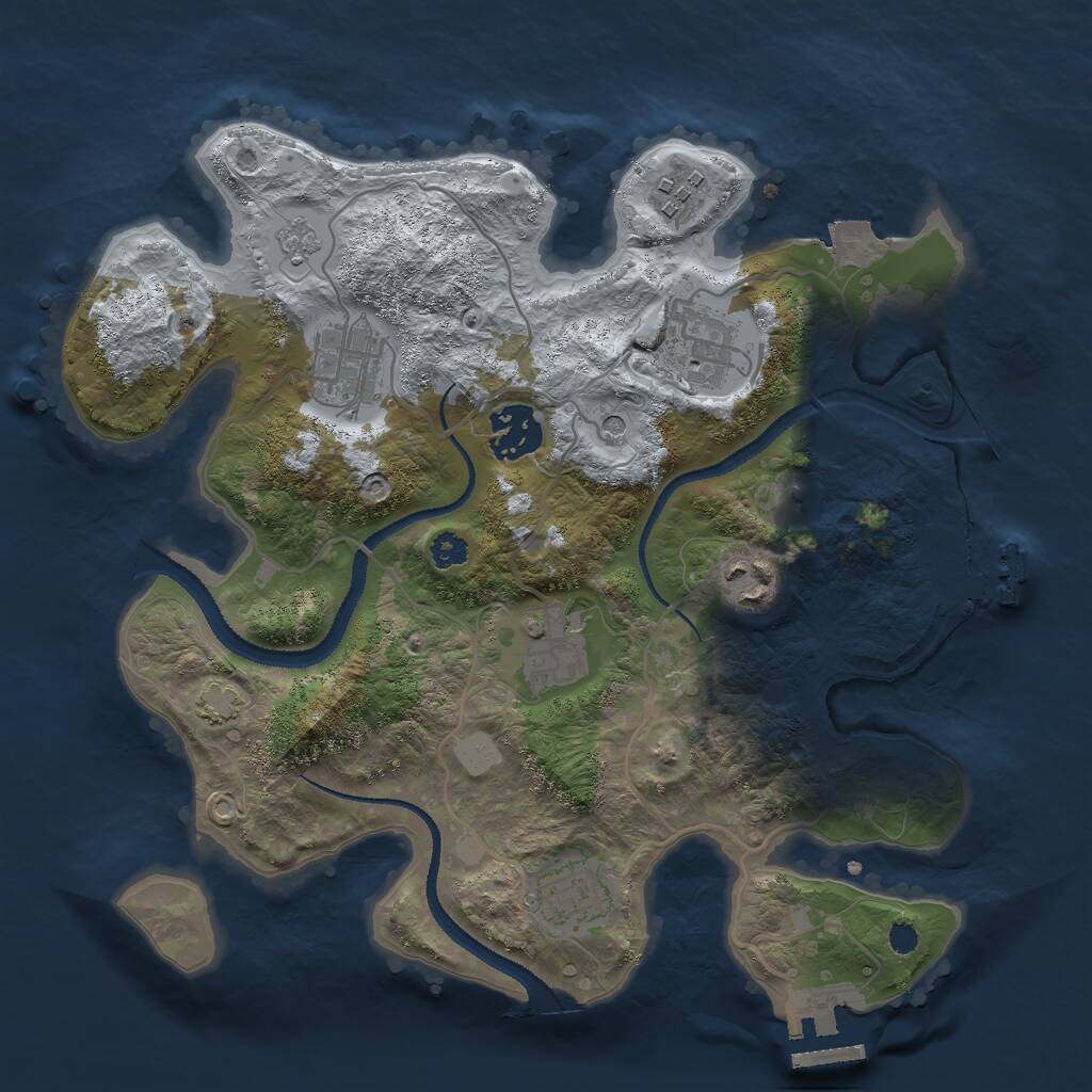 Rust Map: Procedural Map, Size: 3000, Seed: 2096489150, 13 Monuments